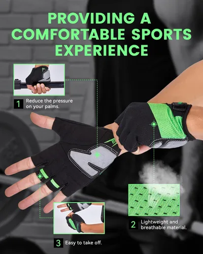 Vista 3 de Guantes de entrenamiento transpirables para levantamiento de pesas, gimnasio y ciclismo. Guantes de entrenamiento ligeros sin dedos con agarre