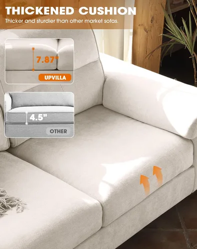 Vista 5 de Upvilla Sofá moderno de 71.25 pulgadas para sala de estar, sofás de asiento profundo con cojín de 8 pulgadas, cómodo sofá de amor de felpilla de 2