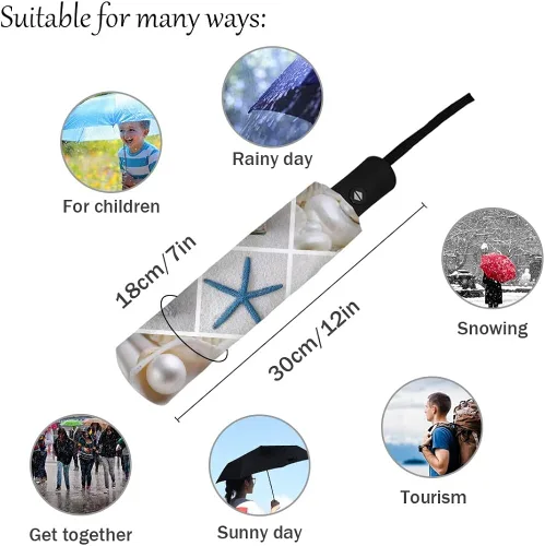 Vista 4 de DHDM Umbrella Automatic Beach Umbrella Outdoor Adults Printed Rain Umbrella for Men Kids Parasol