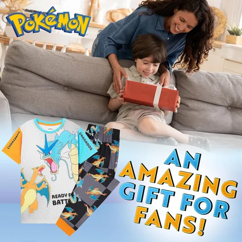 Vista 2 de Pokemon Conjunto de pijama para niños, camiseta y pantalones largos, pijamas para adolescentes de 4 a 14 años, regalos para niños