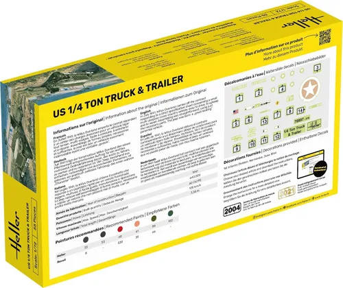 Vista 2 de Heller US 1/4 tonelada camión y remolque Militar Land Vehicle Model Building Kit (HR79997)