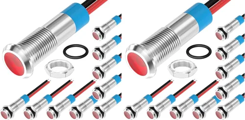 Vista 12 de DaierTek Luz Indicadora LED de 1/4" 12 Voltios 6mm 12V Lámpara Piloto Roja IP67 Impermeable Material de Aluminio Metal Bisel Negro Marino con Cables