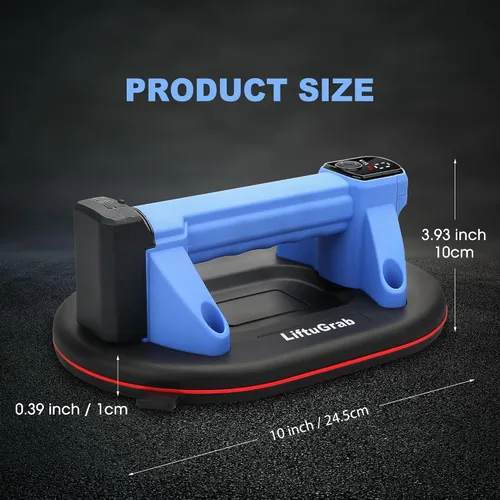 Vista 3 de Ventosa eléctrica con capacidad de carga máxima de 551 libras, base de 10 pulgadas con pantalla LED para succión Batería de 2000 mAh Carga tipo C