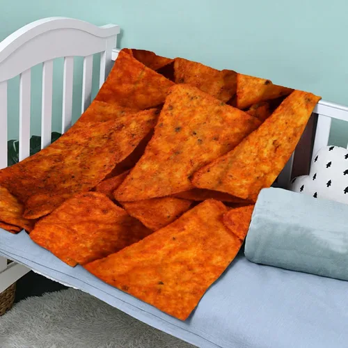 Vista 4 de Manta de chips Nachos para otoño, invierno, primavera, todas las estaciones, cálida y mullida de 40 x 30 pulgadas, para mascotas, microfelpa Chips