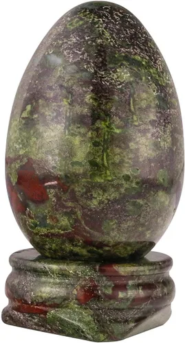 Vista 7 de SUNYIK Figura curativa de escultura de huevo de obsidiana negra con soporte de cristal, regalo del día de Pascua (1 x 1.6 pulgadas)