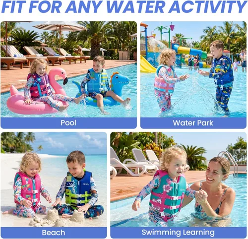 Vista 4 de Zeraty - Chaleco de natación para niños de neopreno, chaleco flotante para niños, ayuda para nadar para niños niñas y niños, 20-30-40-50-60-70-80
