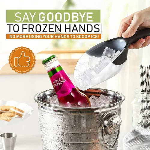 Vista 4 de Spring Chef Cuchara de hielo magnética para congelador, cuchara de palomitas de maíz de plástico flexible sin BPA con mango de agarre suave, cuchara