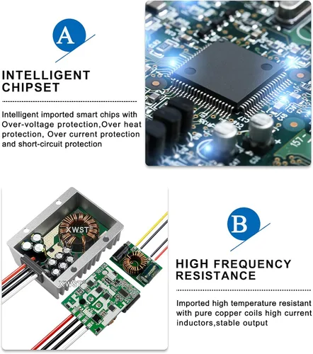 Vista 6 de Regulador de voltaje DC de 12 V a 13.8 V 5 A, 9 V-13 V a 13.8 V, módulo elevador, convertidor de impulso, adaptador de alimentación impermeable
