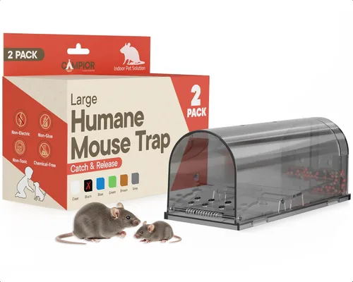 Vista 8 de Trampa para ratones humana gris paquete de 2, trampas para ratones vivos que atrapan y liberan para interiores y exteriores, seguras para mascotas