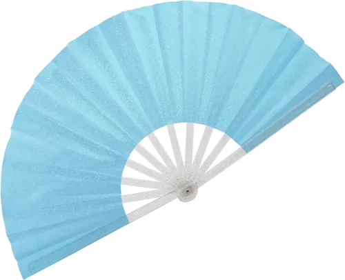 Vista 31 de Ventilador plegable de mano grande, botas en el suelo, abanicos decorativos plegables de manivela para bailes, fiestas, bodas, festivales de música