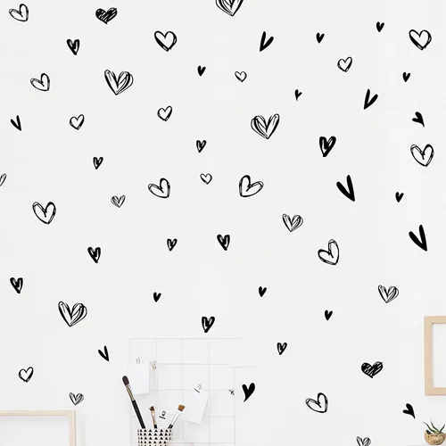 Vista 6 de 62 calcomanías de pared de corazón negro amor amor San Valentín