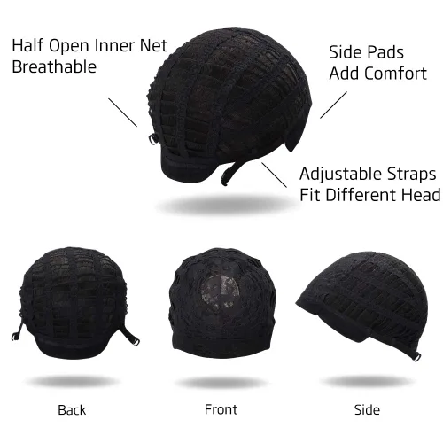 Vista 6 de Peluca corta y recta negra con flequillo para mujer Pelucas de cabello sintético resistente al calor natural