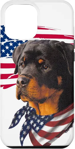 Vista 26 de Funda genial impresionante con la bandera estadounidense para iPhone 16 Rottweiler Dog