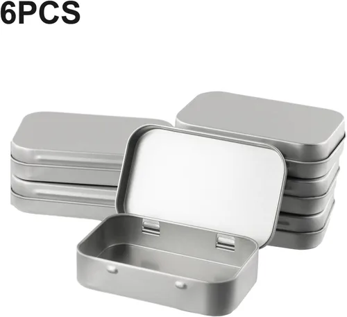 Vista 4 de Tin-Plated Steel Storage Boxes with Hinged Lids, Rectangular Metal Containers for Lip Balm, Candles, Cosmetics, Herbs, Nail Art, and Travel