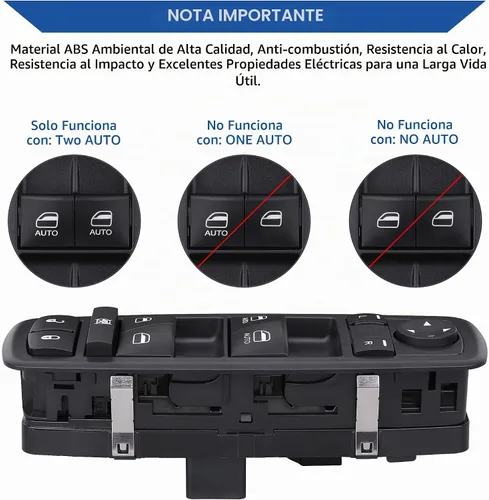Vista 4 de Interruptor de ventana eléctrica del lado del conductor compatible con Dodge RAM 1500/2500/3500 / 3500 Quad y Crew Cab Pickup, botones automáticos