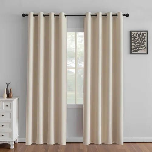 Vista 49 de IGEMAEVE Cortinas opacas de tamaño personalizado para dormitorio, 100 % opacas, 1 panel, aislamiento térmico, cortinas de oscurecimiento