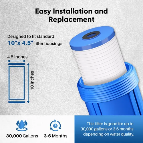 Vista 3 de PUREPLUS AP810 Filtro de agua de sedimentos ranurados para toda la casa, cartucho de repuesto para 3M Aqua-Pure AP810, AP811, AP801, AP801-C