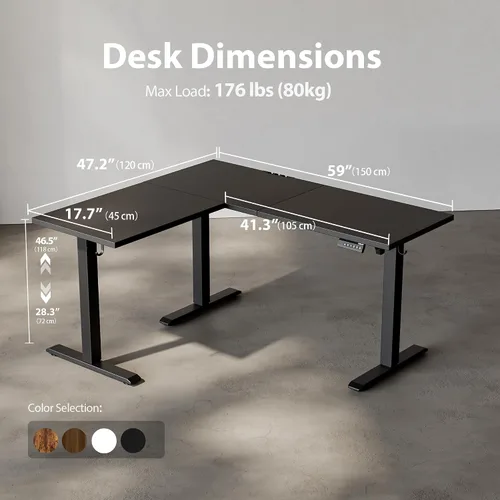 Vista 3 de Agilestic Escritorio de Pie en Forma de L de 59 Pulgadas de Altura Ajustable, Escritorio de Esquina Eléctrico de Pie, Mesa de Computadora Sit Stand