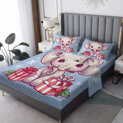 Vista 8 de Sábanas de árbol de Navidad tamaño individual, sábanas de cama negras y doradas, microfibra suave, bolsillo profundo, sábanas y fundas de almohada