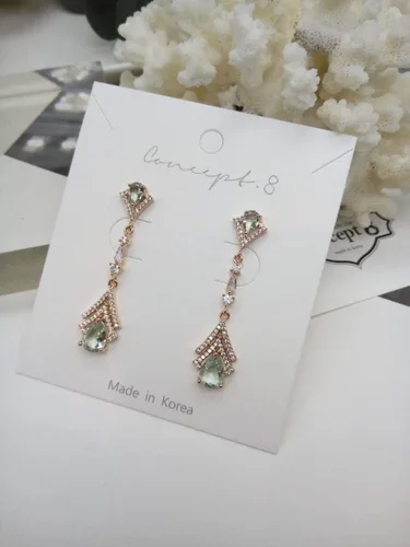 Vista 2 de Cconcept8 - Aretes largos hipoalergénicos y sin Nikel con zircornia, poste de plata de ley 925 para wamen