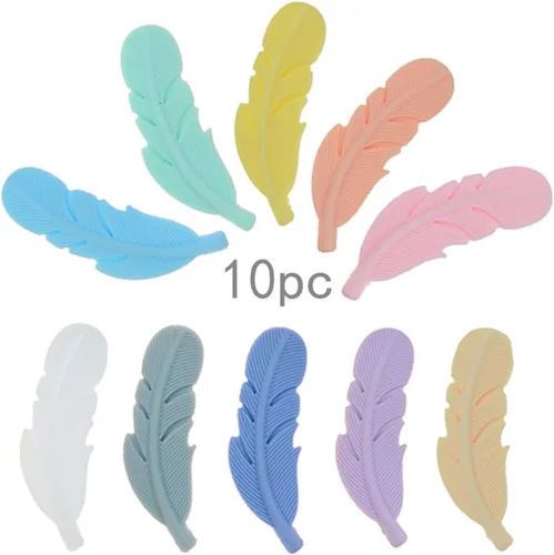 Vista 2 de Colgante de silicona de plumas de 1.732 in, 10 cuentas de silicona para hacer pulseras y collares