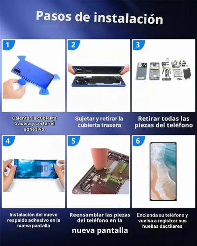 Vista 7 de Reemplazo de pantalla OLED para Galaxy S23 Ultra con marco y herramientas Negro