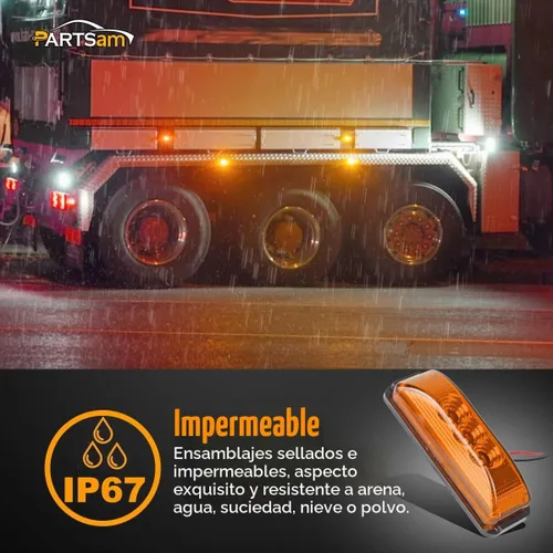 Vista 7 de Partsam - Juego de 2 luces LED de 3 luces LED para remolque, delanteras, traseras y laterales, selladas e impermeables, montaje en superficie