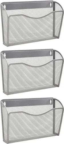 Vista 8 de EASEPRES Organizador de archivos colgante de malla de un solo bolsillo, soporte vertical para archivador de revistas, cesta de montaje, carpeta