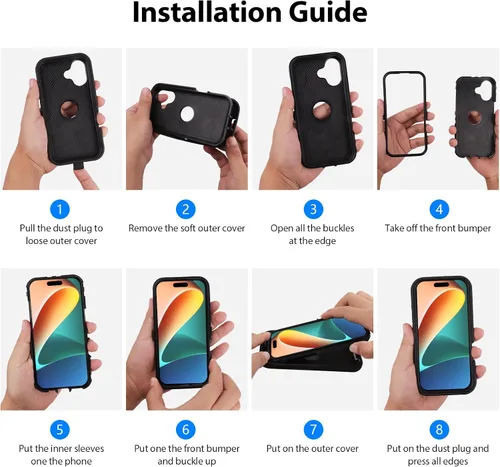Vista 7 de COOYA Funda para iPhone Air de Protección Completa del Cuerpo contra Caídas, Funda Resistente a Prueba de Golpes de 3 Capas, Híbrida de Servicio