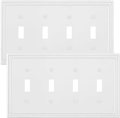 Vista 53 de Paquete de 2 cubiertas de placa de interruptor de luz de doble palanca, cubiertas decorativas de placa de doble interruptor Pearls, placa de pared