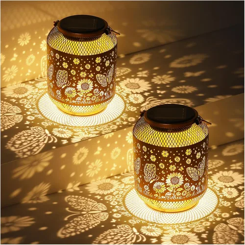 Vista 10 de Faroles solares para exteriores impermeables con diseño de colibrí para jardín, regalos de cumpleaños para mujeres, mamá, abuela, luces solares