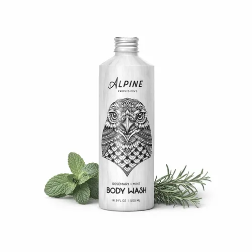 Vista 6 de Alpine Provisions Gel de baño natural y orgánico con cedro y sándalo – Gel de baño hidratante con aloe vera, aceite de coco y aceites esenciales
