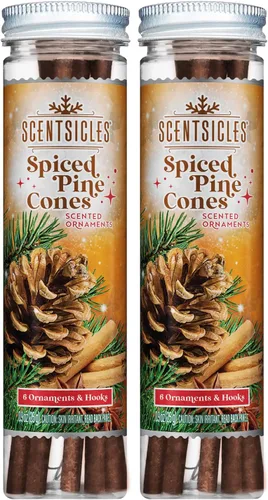 Vista 21 de Scentsicles Adornos para árbol de Navidad perfumados de abeto blanco de invierno, 2 botellas (12 varillas en total)