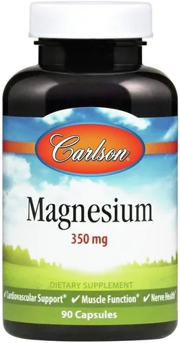 Vista 8 de Carlson - Magnesio, 350 mg, Apoyo Cardiovascular, Función Muscular y Salud Nerviosa, 180 cápsulas