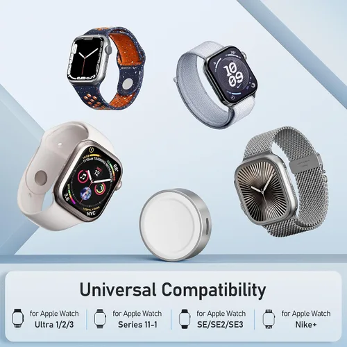 Vista 6 de Elebase for Apple Watch 12 USB C Charger,5W USBC Smartwatch Charging Dock Plateado