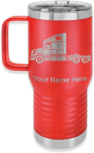 Vista 36 de LaserGram Taza de café aislada al vacío de 15 onzas, cabina de camión, grabado personalizado incluido (negro)