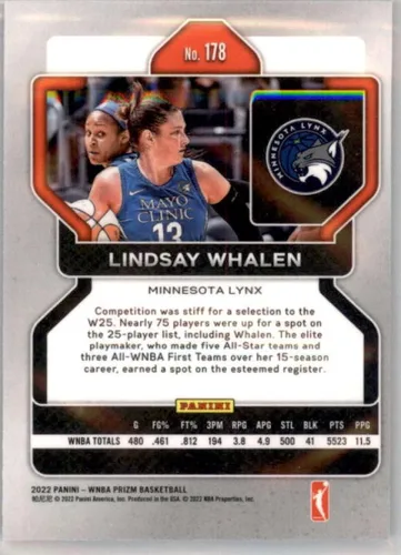 Vista 2 de Panini Prizm WNBA #178 Lindsay Whalen W25 Minnesota Lynx - Tarjeta de intercambio de baloncesto 2022
