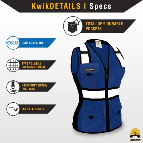 Vista 4 de KwikSafety - Multi-Color Safety Vest for Women Premium Reflective High Visibility Vest, ANSI Class Unrated
