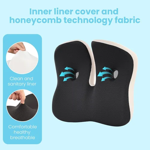 Vista 6 de Cojín de Asiento OVRST, Cojín de Memoria para Silla de Oficina, Diseño Ergonómico, Alivio de Ciática y Dolor por Sentarse por Largo Tiempo, Adecuado