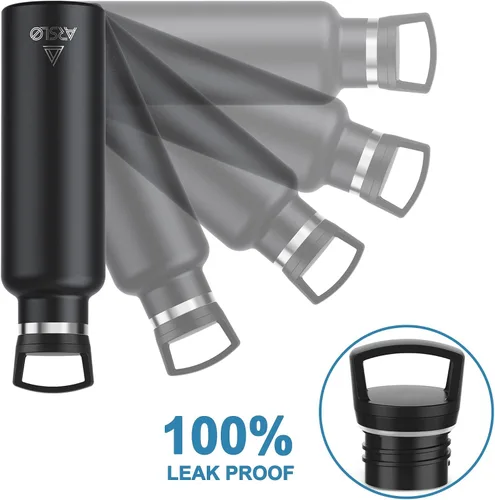 Vista 5 de Botellas de agua de doble pared de acero inoxidable, botella aislada al vacío con tapa con pajilla, botella de agua aislada que mantiene el agua