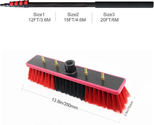 Vista 3 de Kit de cepillo de poste alimentado por agua de limpieza de ventanas con dispensador de jabón telescópico extensible panel solar herramienta de lavado