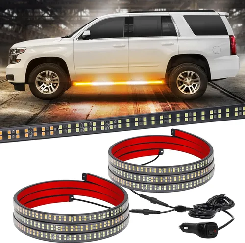 Vista 11 de XRIDONSEN - 2 luces estroboscópicas de 60 pulgadas para estribo, color ámbar, luces de emergencia 720 LED Exterior Flashing Warning Hazard Caution