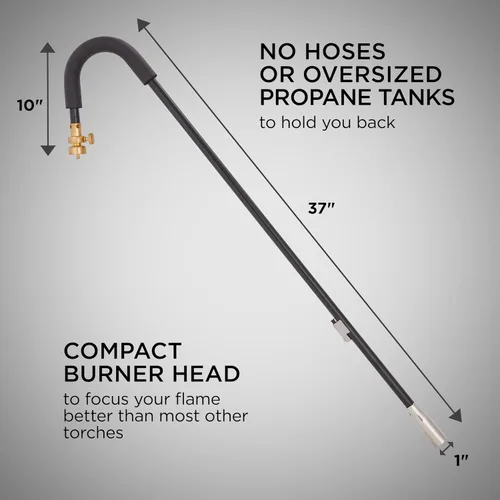 Vista 4 de Ivation Mini antorcha de propano con autoencendedor, herramienta de quemador de malezas de mano con encendedor integrado para césped, patio