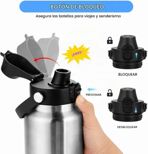 Vista 2 de EIPOSAU Spout Lid for YETI Rambler Bottle, BPA Free, Ideal Chug Cap for YETI, Fits 18 26 36 64 oz Bottles, Replacement Lids with Push Button & Lock