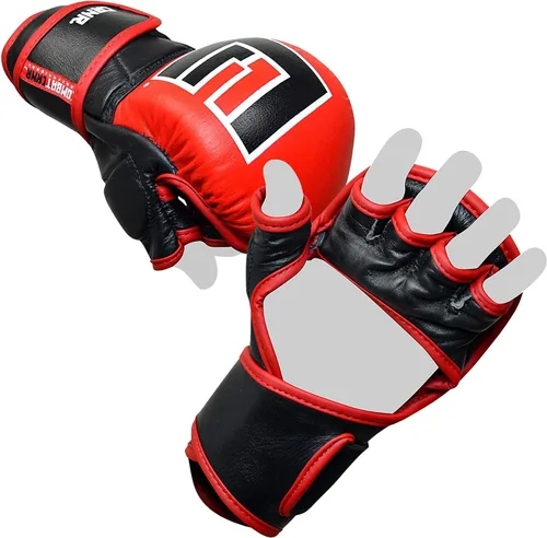 Vista 4 de Combat Corner Guantes de cuero puro Elite Spar MMA para hombres y mujeres, guantes de entrenamiento de boxeo, Muay Thai, MMA Sparring