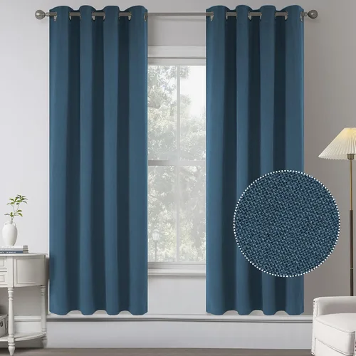 Vista 39 de KEQIAOSUOCAI Cortinas de lino 100% opacas de 100 pulgadas de largo, 2 paneles para dormitorio, estilo casa de campo moderna, completamente negro