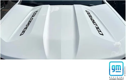 Vista 3 de Chevy Colorado - Juego de 2 calcomanías para capó negro mate con licencia GM 2023-2026