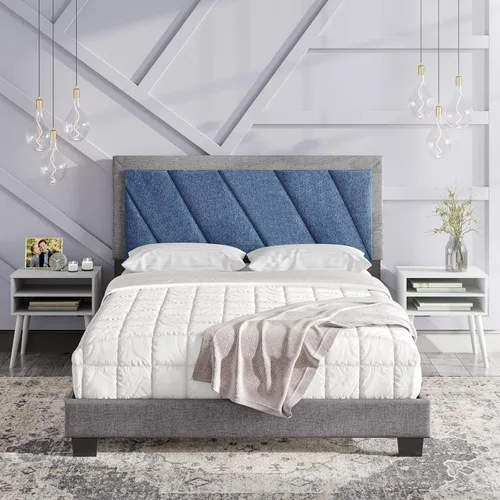 Vista 13 de Boyd Sleep Cama tapizada de lino negro con cabecera ajustable, tamaño individual, con base o somier calificado para su uso