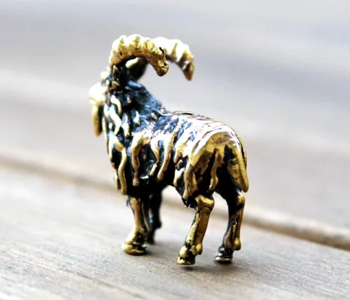 Vista 8 de Figura de cabra Ram Latón Pequeño Animal Figura Aries Zodiaco Miniatura Coleccionable Regalo Pequeño Metal Decorativo Baratija