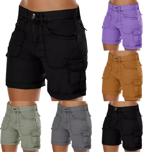 Vista 6 de High Rise Workout Shorts for Women Loose Fit High Waist Sports Womens Cargo Shorts Casual Trousers Active Shorts Khaki